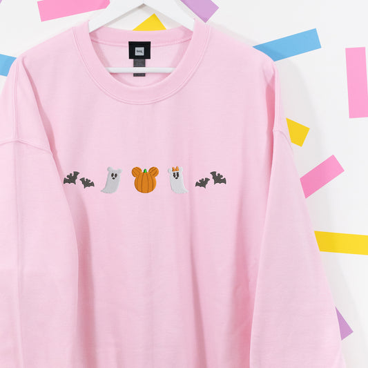 Mickey & Minnie Halloween Embroidered Jumper - Pink