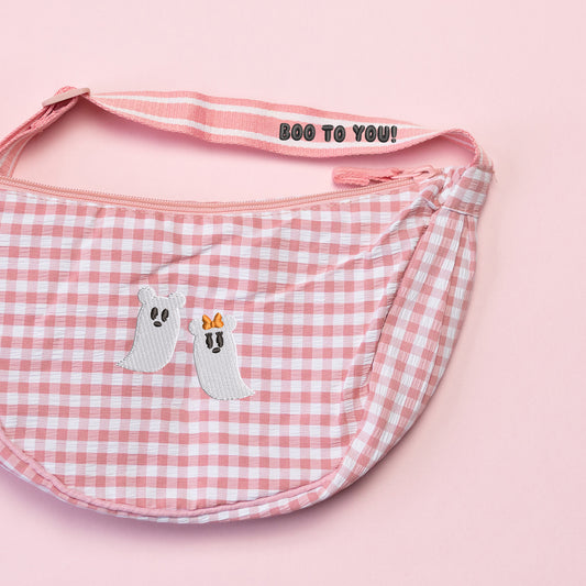 Mickey & Minnie Ghost Gingham Sling Bag - Pink