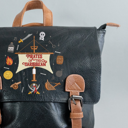Pirates Embroidered Brown & Black Backpack