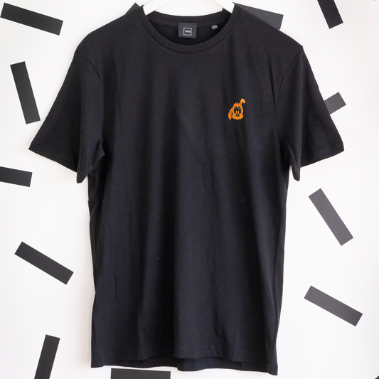 Pluto Pumpkin Embroidered T-Shirt - Black