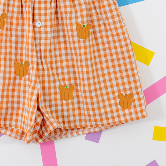 Mickey Pumpkin Orange Gingham Shorts