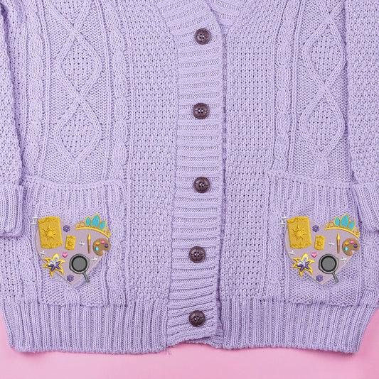 Rapunzel Heart Embroidered Lilac Cardigan