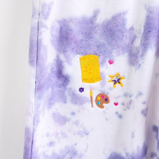 Rapunzel Embroidered Tie Dye Joggers