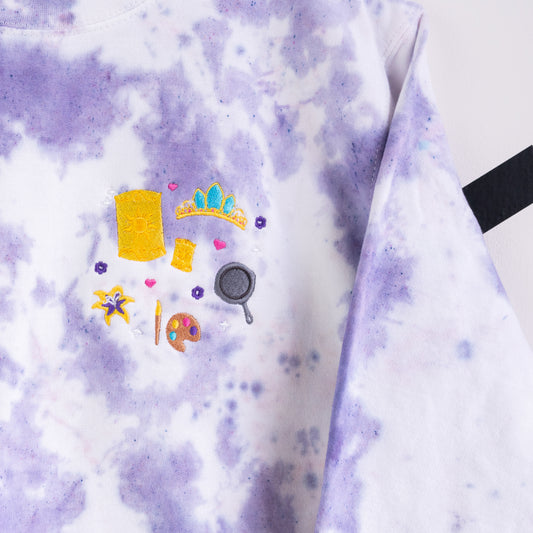 Rapunzel Embroidered Tie Dye Jumper