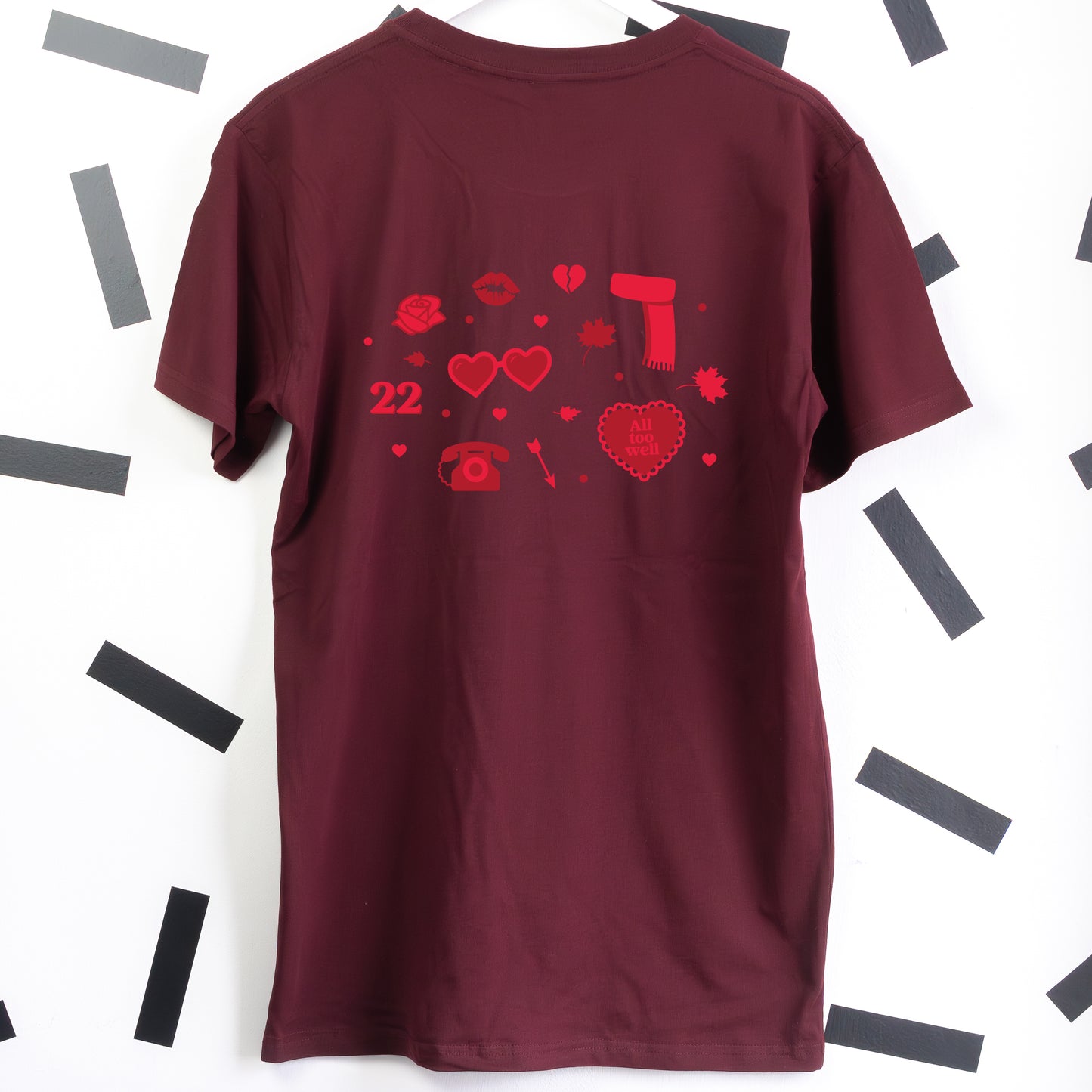 Red Taylor Swift Embroidered Burgundy T-Shirt