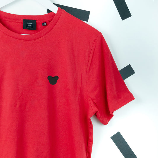 Minimal Mickey Embroidered T-Shirt - Red