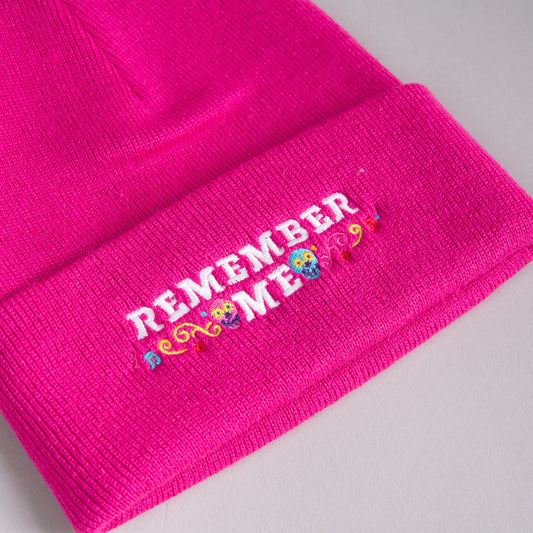 Remember Me Embroidered Fuchsia Beanie