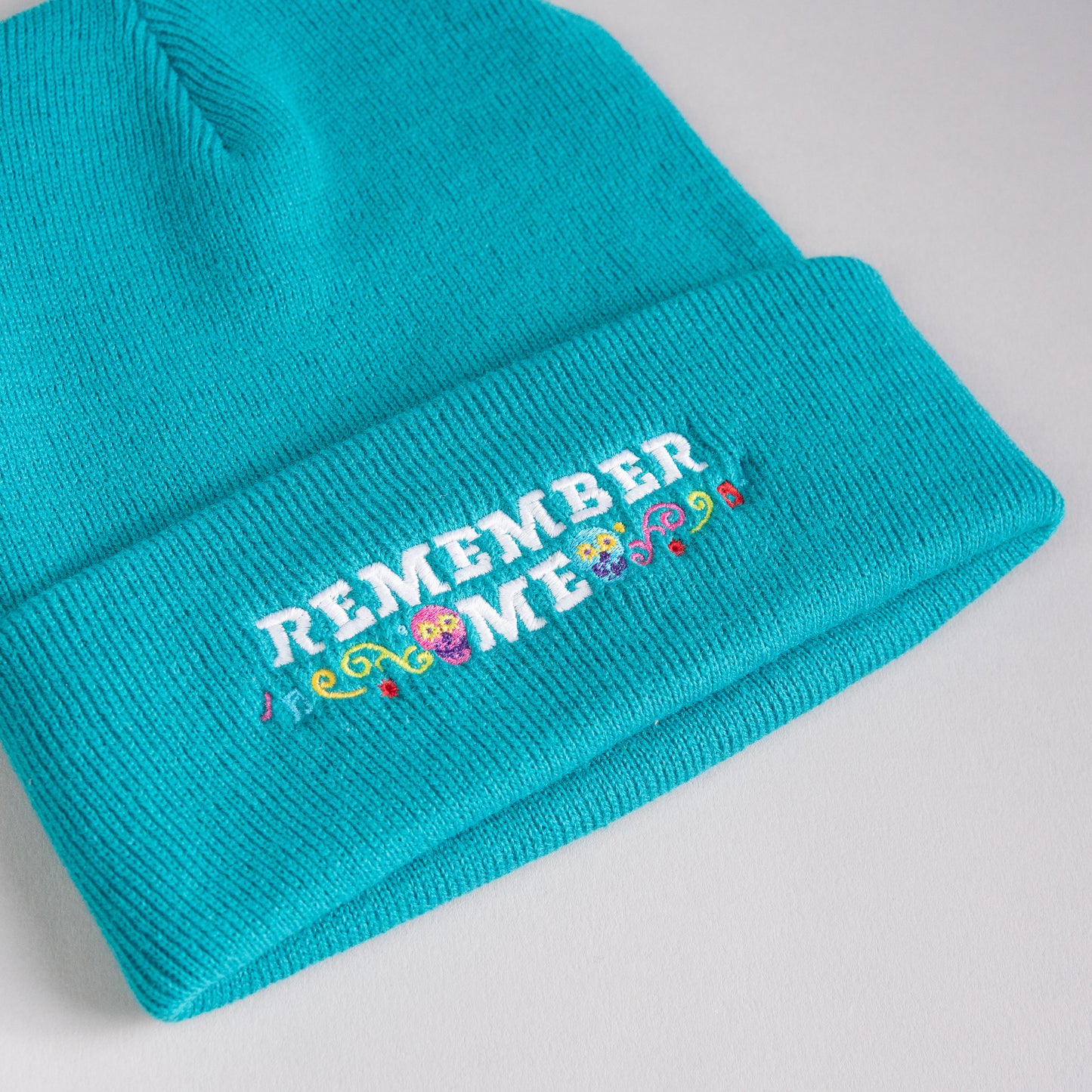 Remember Me Embroidered Teal Beanie