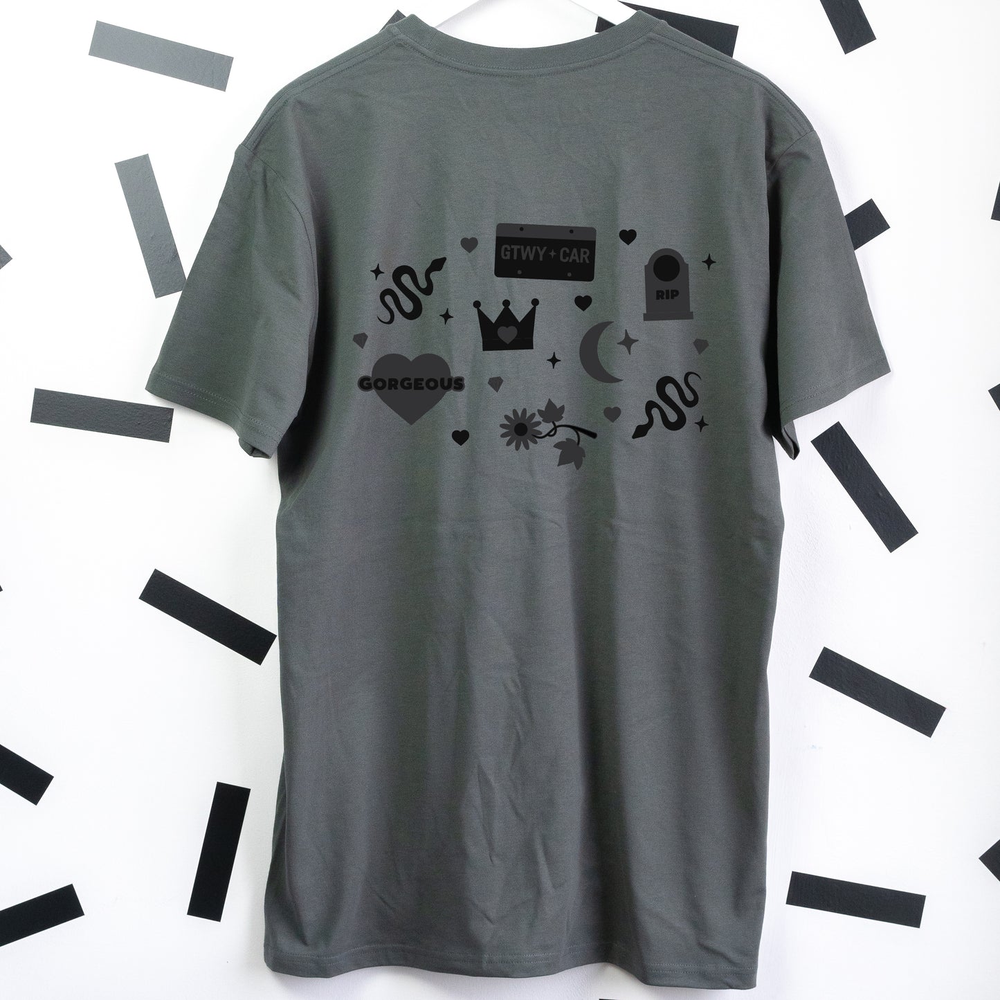 Reputation Taylor Swift Embroidered Charcoal T-Shirt