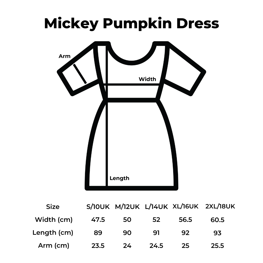 Mickey Pumpkin Pattern Embroidered Dress - Rust