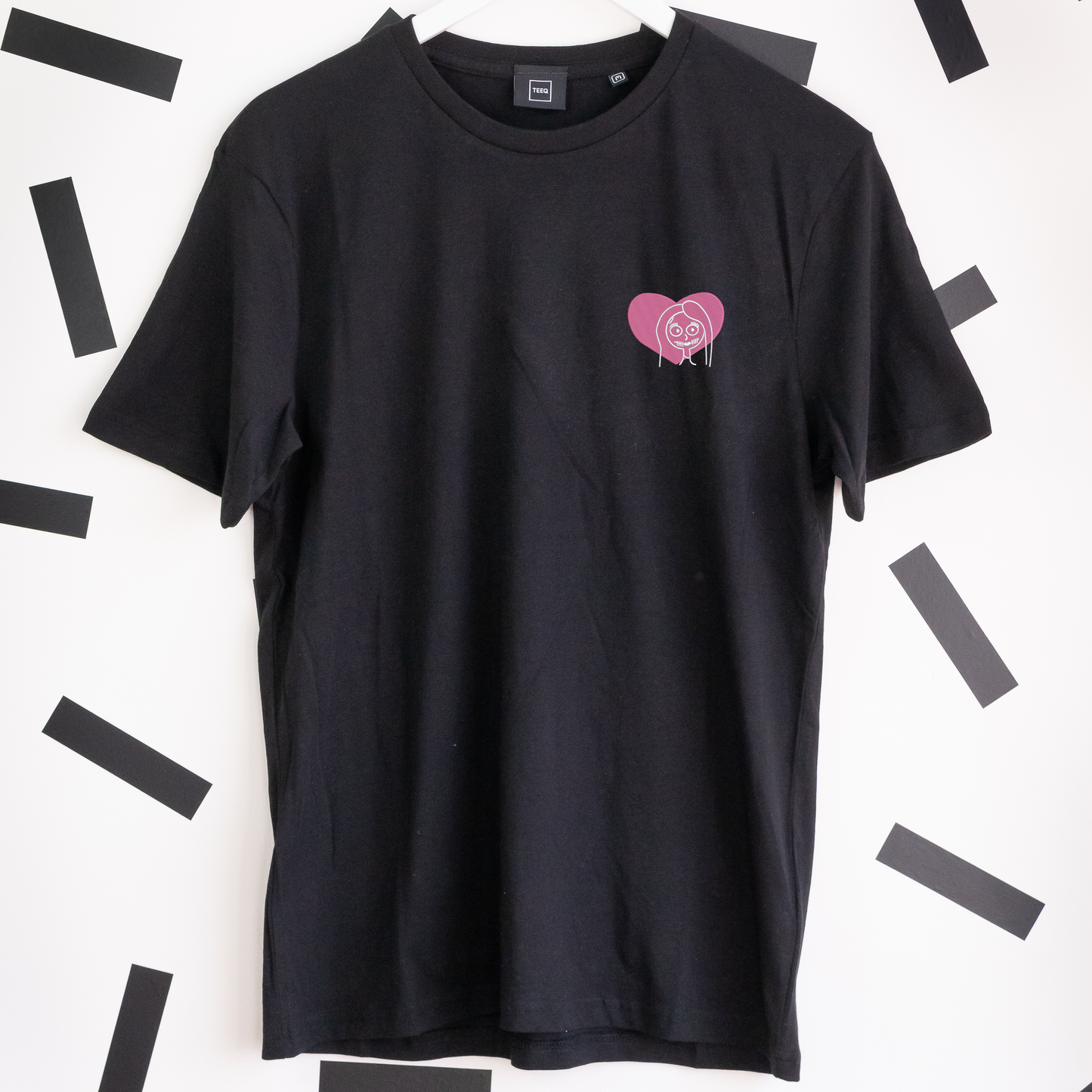 Sally Heart Embroidered Black T-Shirt