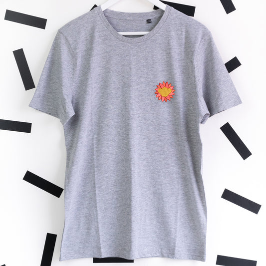 Simba's Flower Embroidered T-Shirt - Grey