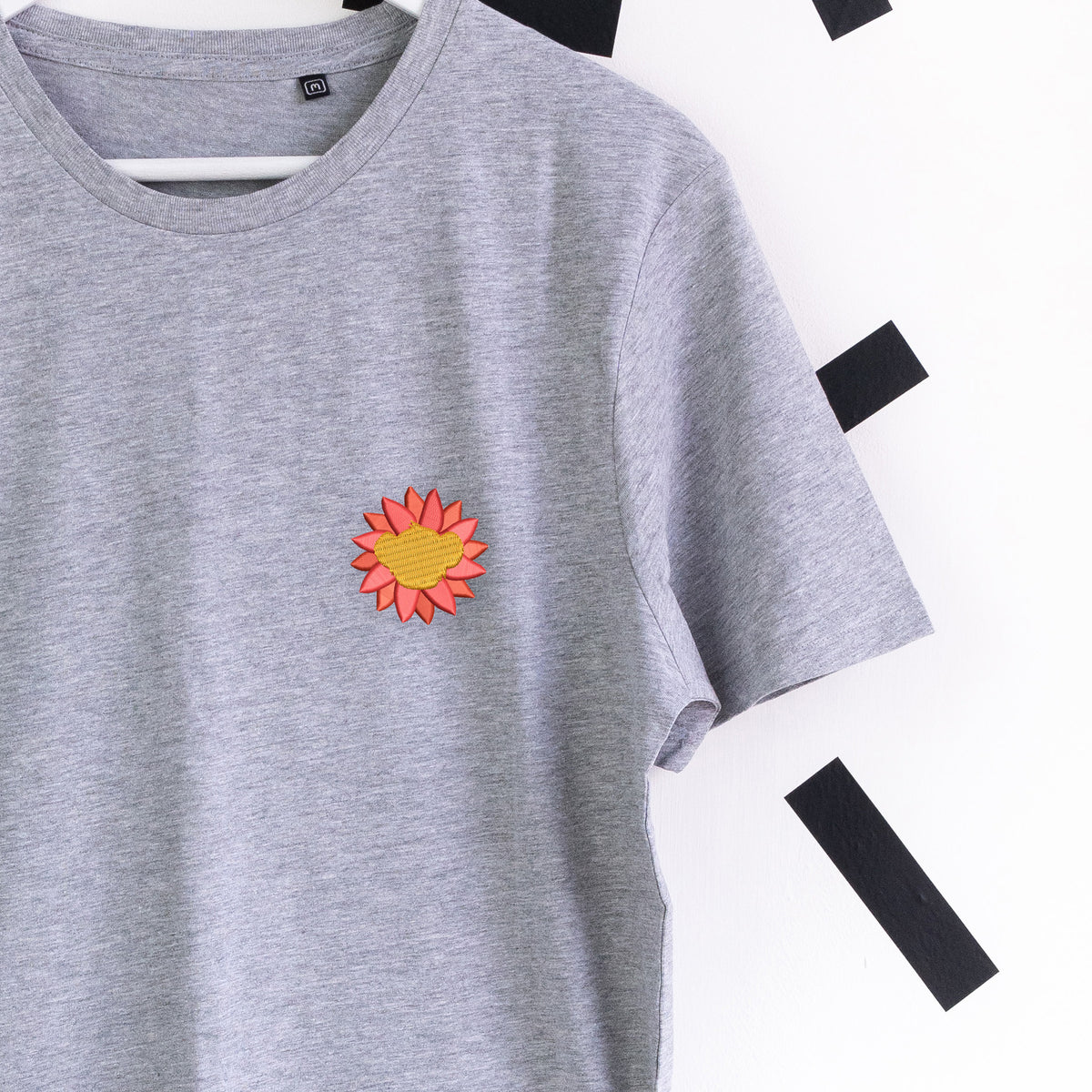 Simba's Flower Embroidered T-Shirt - Grey