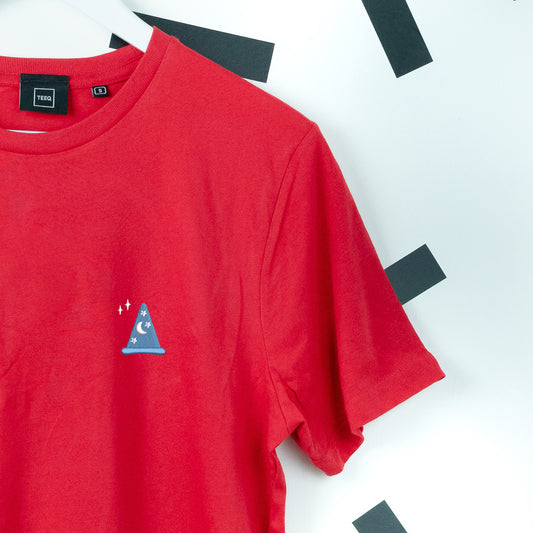 Sorcerer Mickey Embroidered T-Shirt - Red