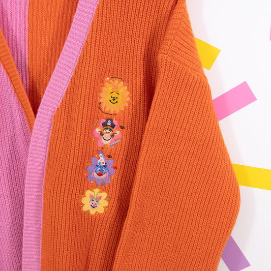 Winnie & Pals Halloween Embroidered Pink & Orange Cardigan