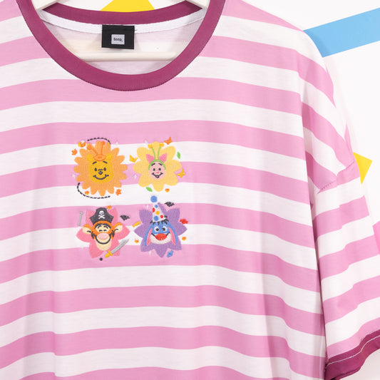 Winnie & Pals Halloween Embroidered Pink & Purple Stripe Tee