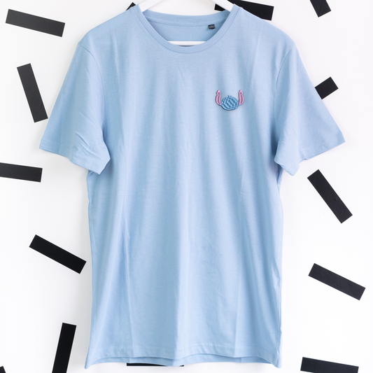 Stitch Embroidered T-Shirt - Light Blue
