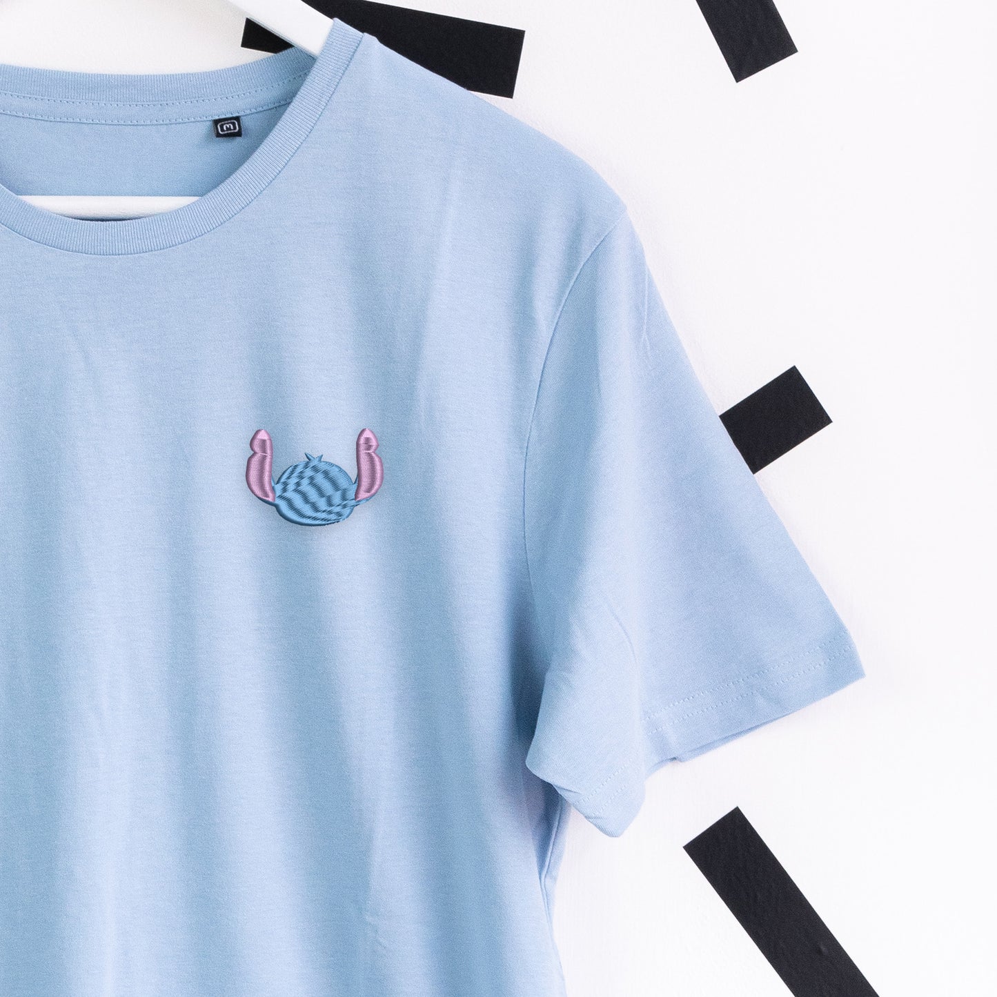 Stitch Embroidered T-Shirt - Light Blue