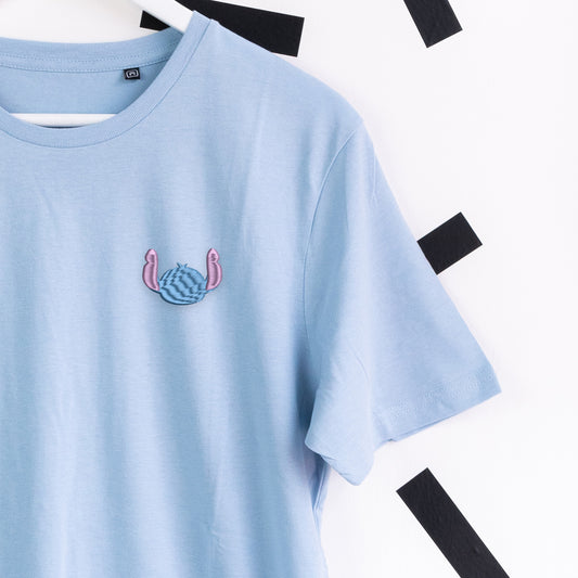 Stitch Embroidered T-Shirt - Light Blue