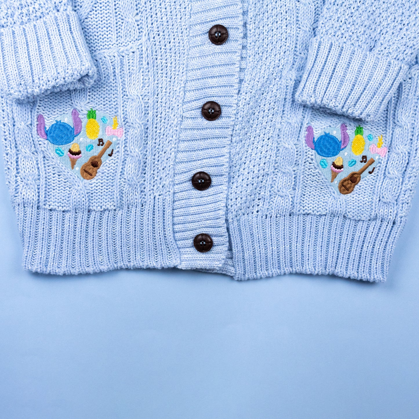 Stitch Heart Embroidered Blue Cardigan