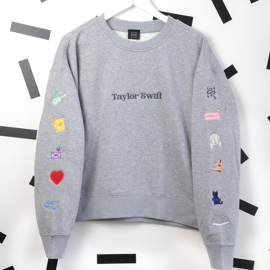 Taylor Swift Era's Embroidered Women's Grey Jumper