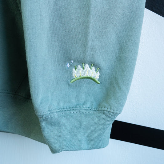 Tiana Embroidered Light Green Hoodie