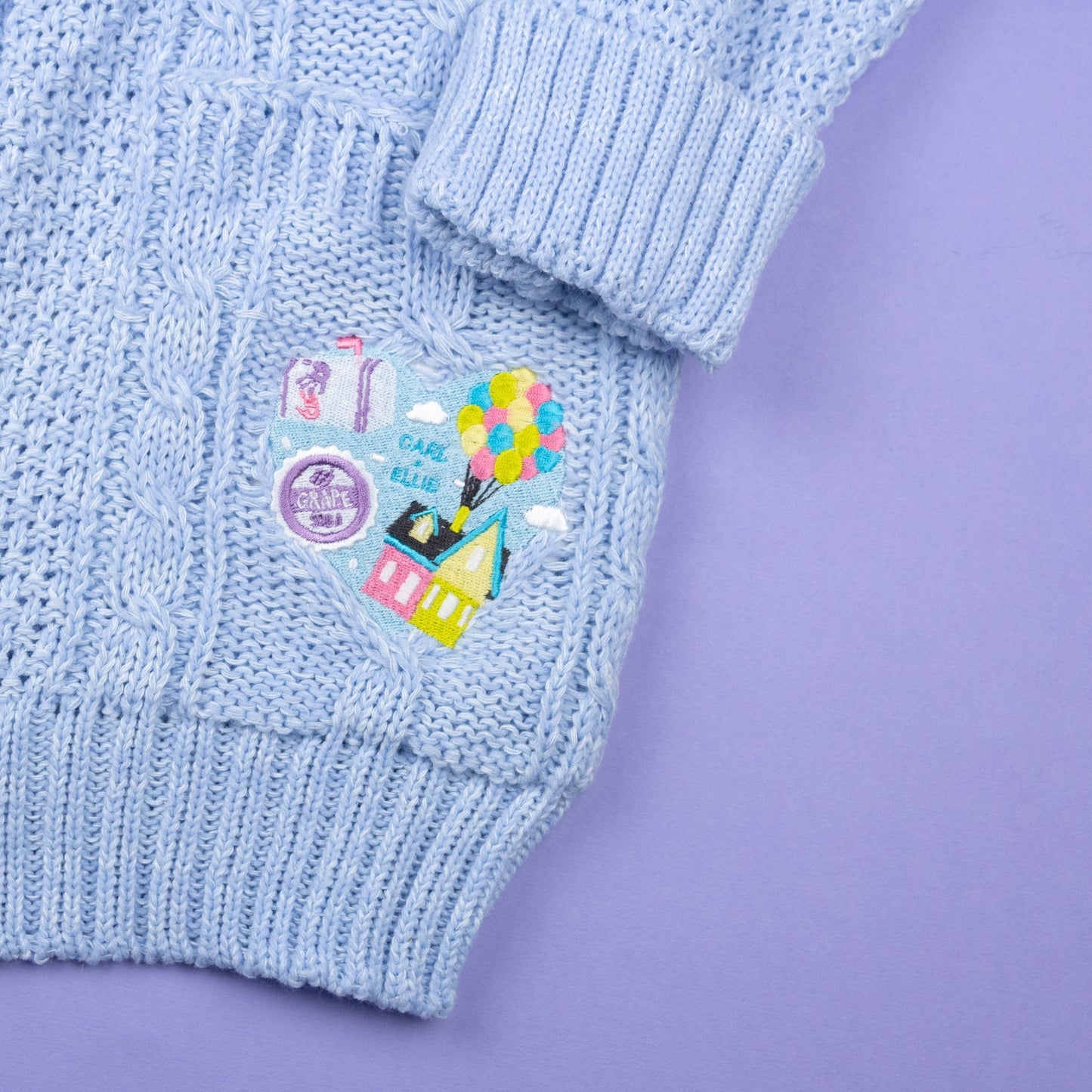 UP Heart Embroidered Blue Cardigan