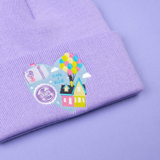 UP Heart Embroidered Lavender Beanie