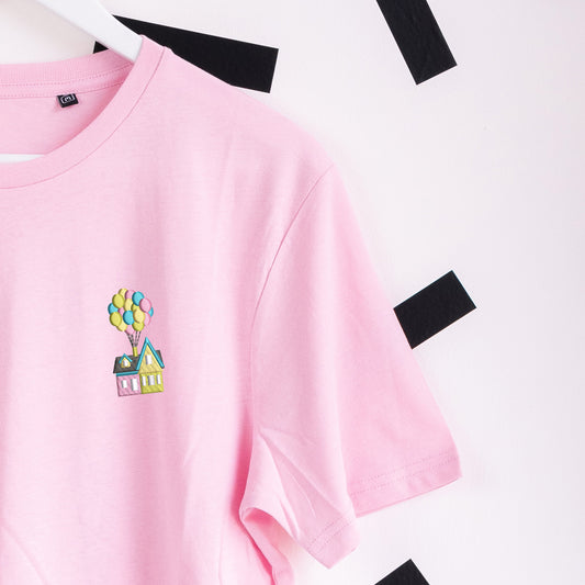Up House Embroidered T-Shirt - Light Pink