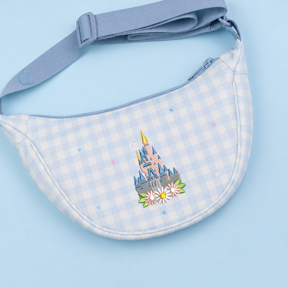 Walt Disney World Floral Gingham Sling Bag - Blue