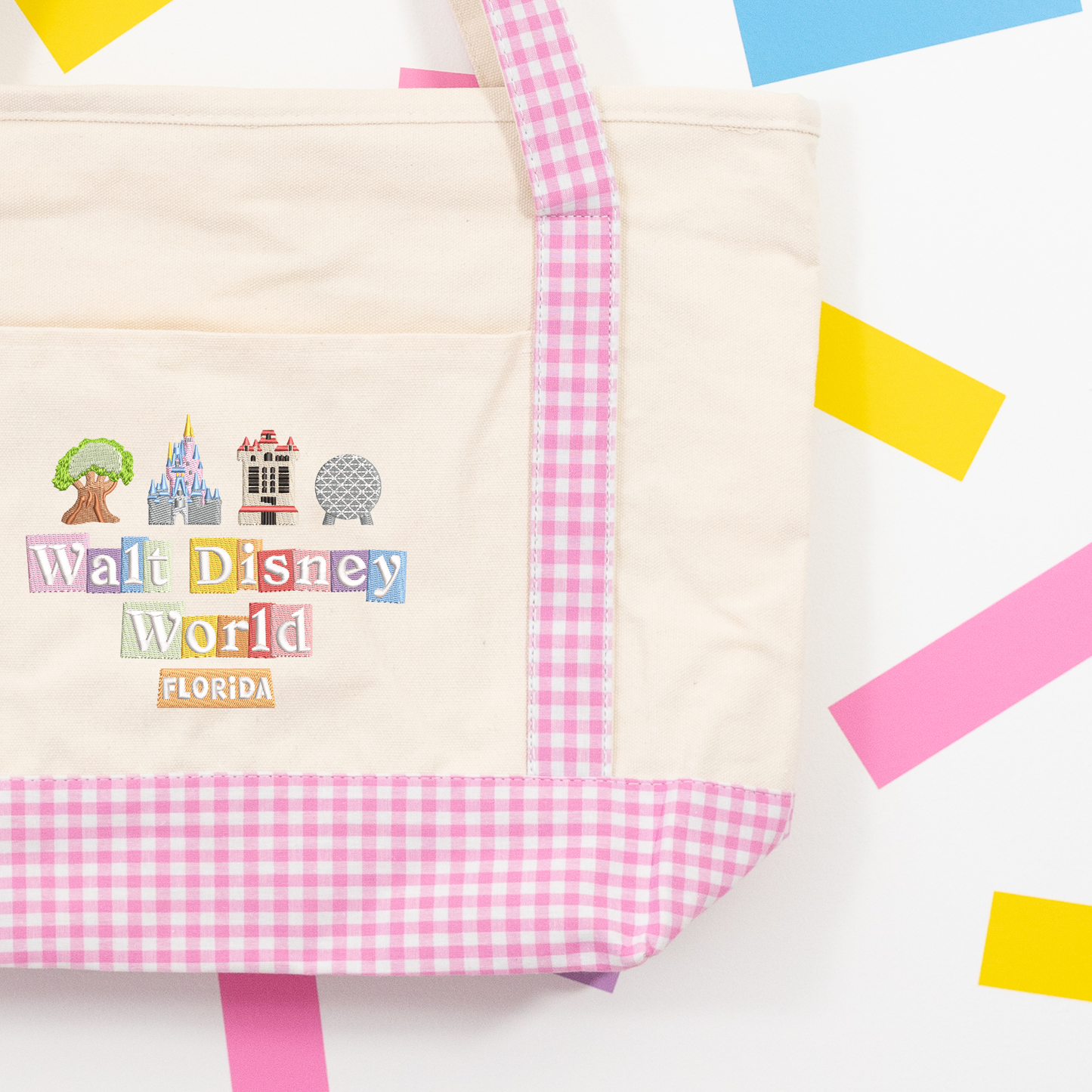WDW Gingham Canvas Shoulder Bag - Pink
