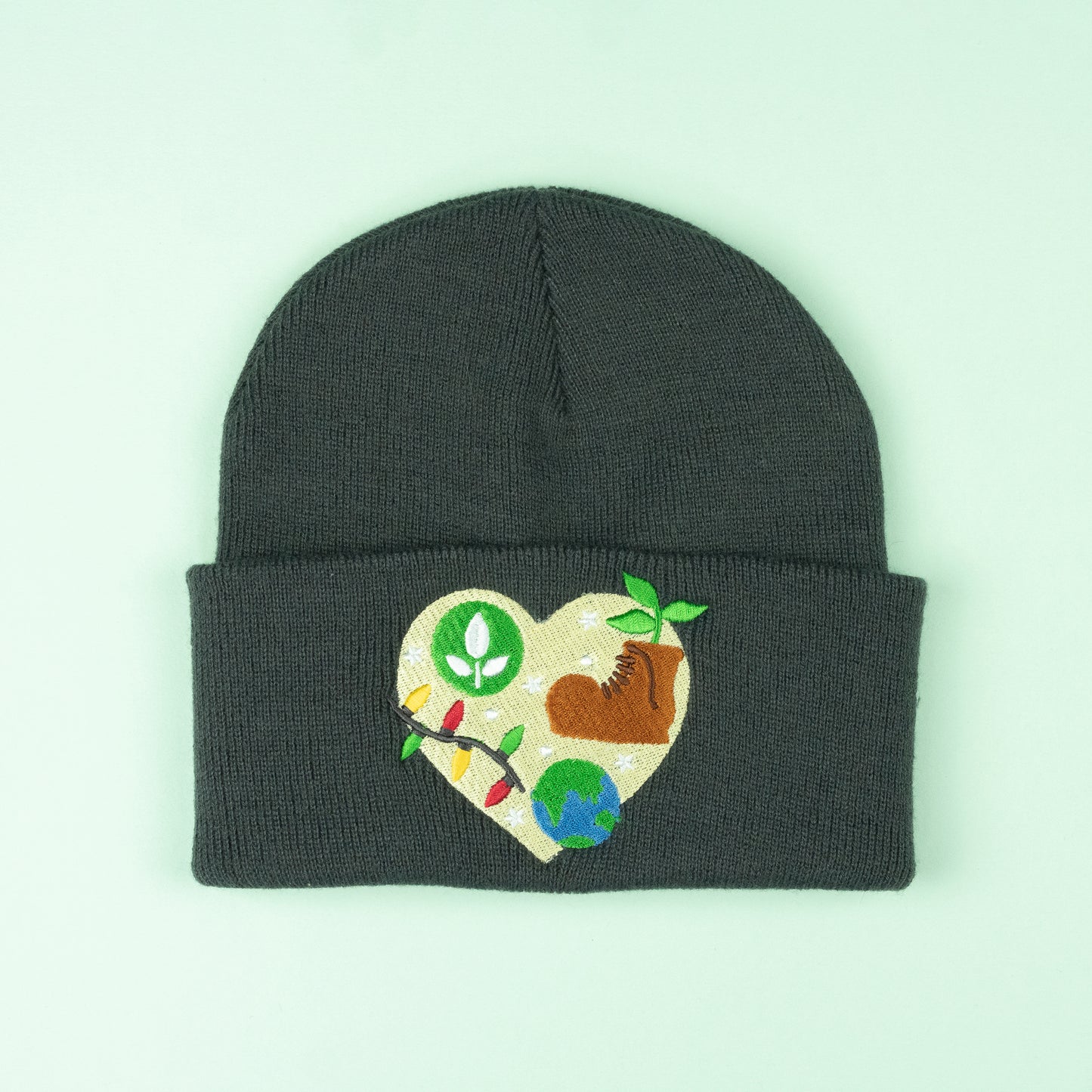 Wall-e Heart Embroidered Charcoal Beanie