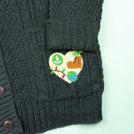 Wall-e Heart Embroidered Grey Cardigan