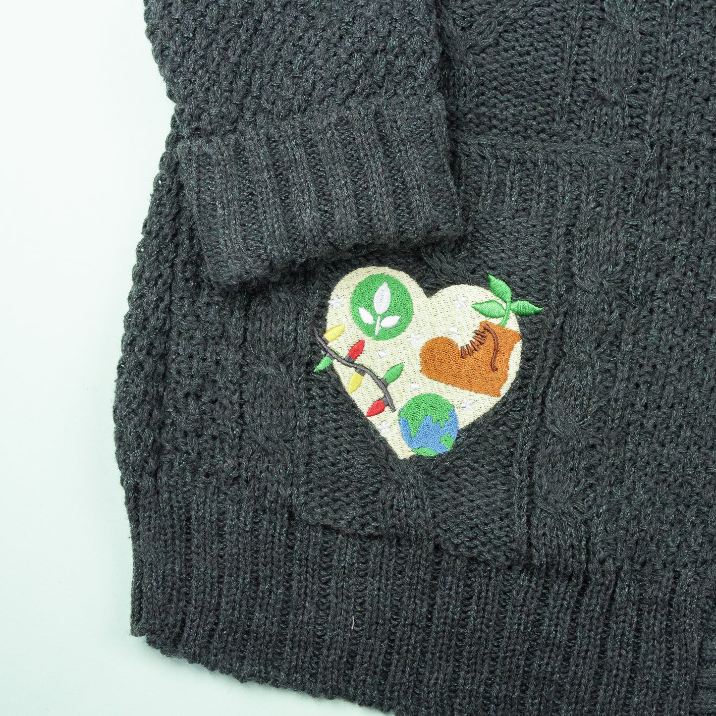 Wall-e Heart Embroidered Grey Cardigan