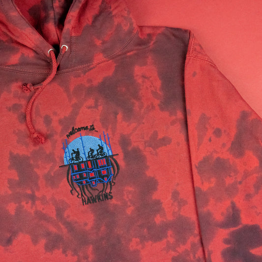 Welcome to Hawkins Embroidered Tie Dye Hoodie