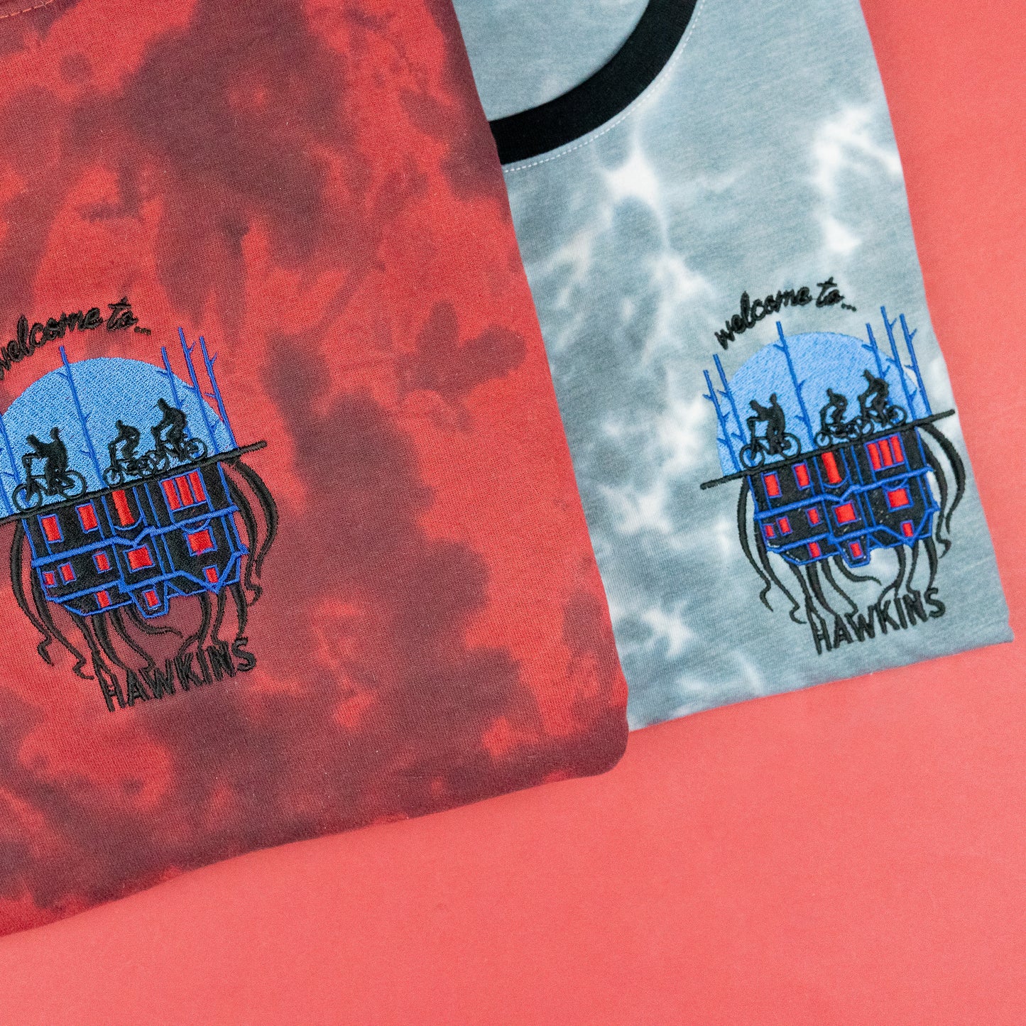 Welcome to Hawkins Embroidered Tie Dye Hoodie