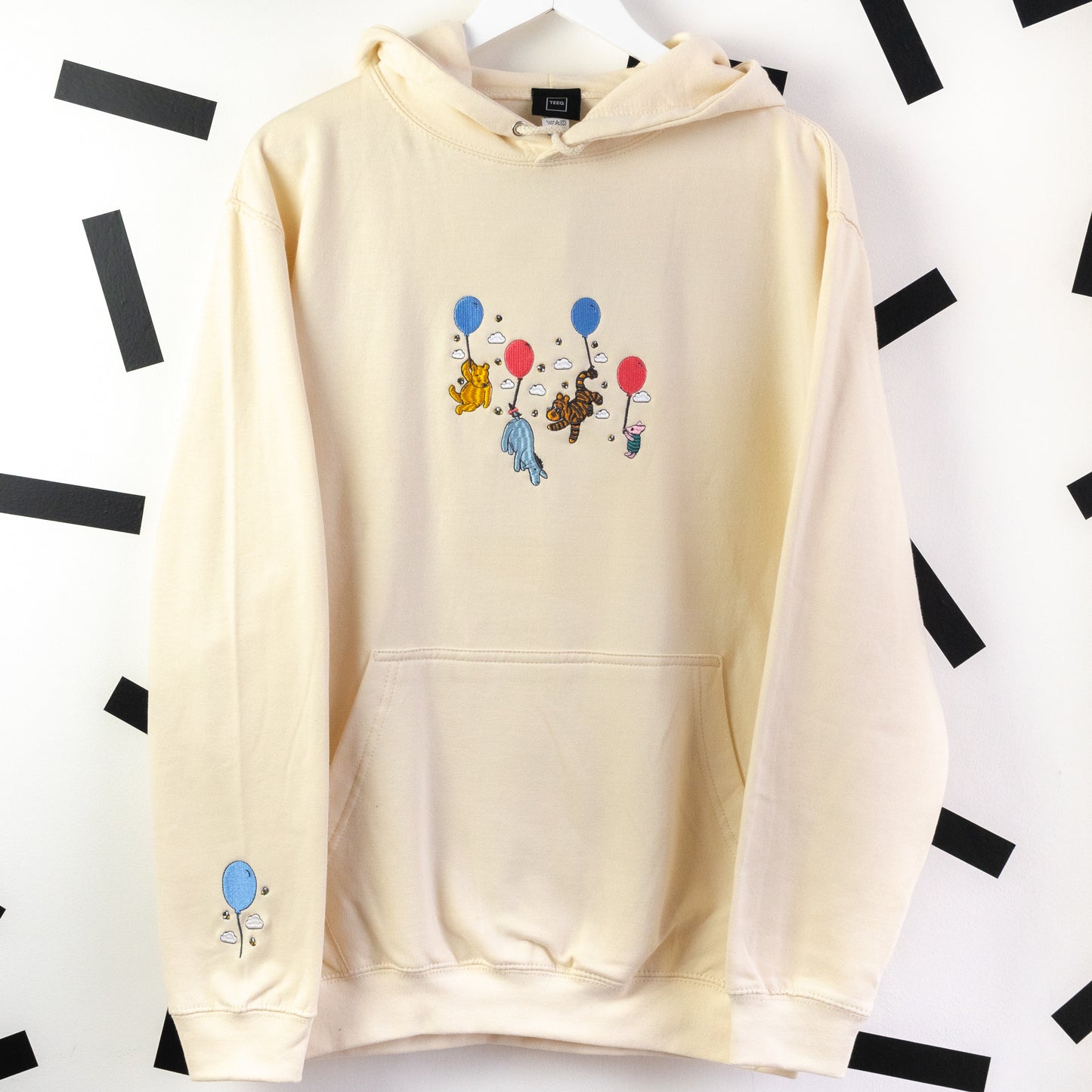 Winnie Balloons Embroidered Hoodie - Cream