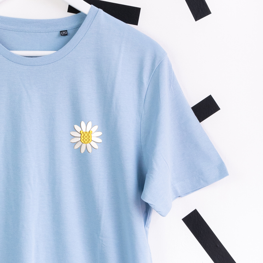 Winnie Flower Embroidered T-Shirt - Blue