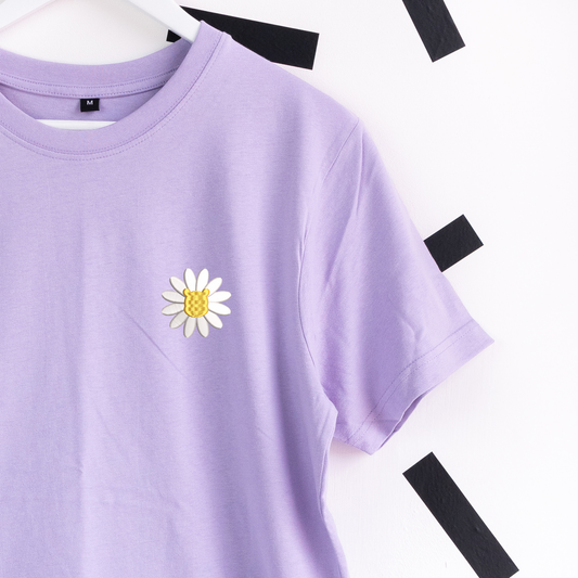 Winnie Flower Embroidered T-Shirt - Purple