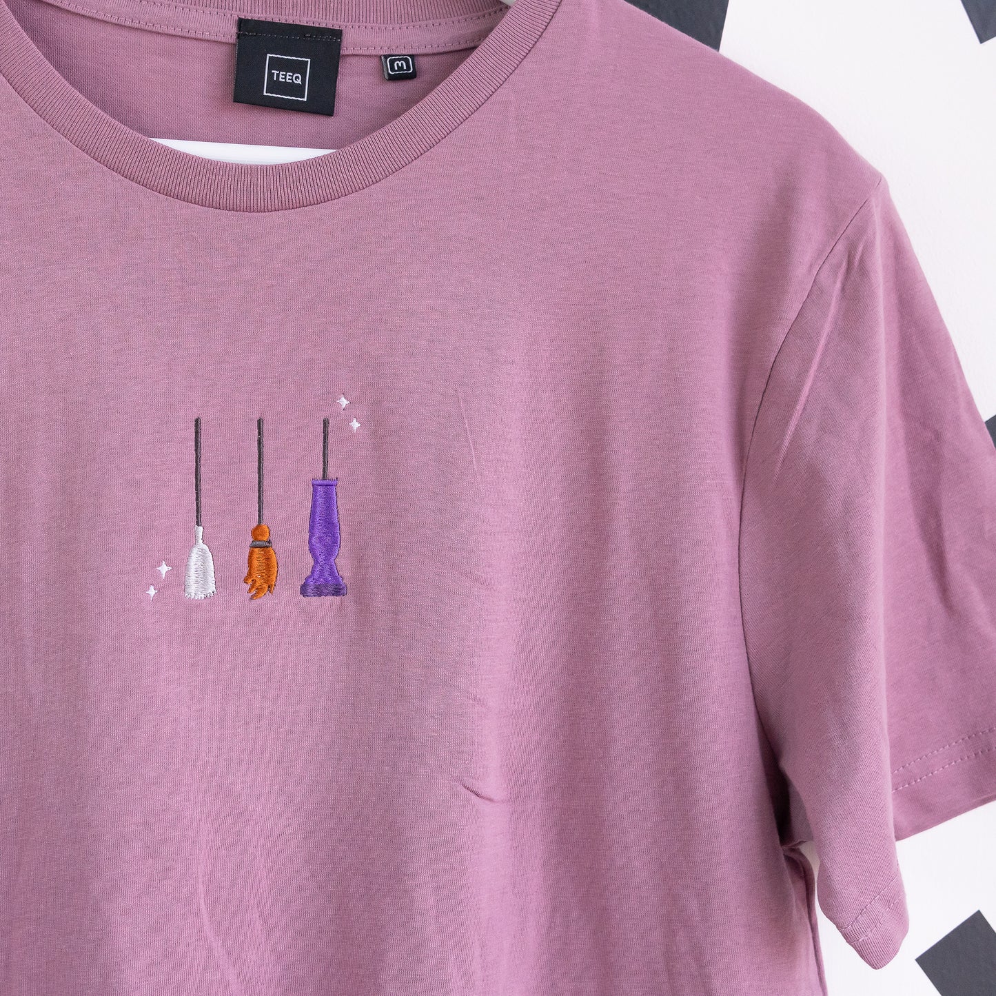 Witches Brooms Embroidered T-Shirt - Dusty Purple