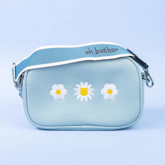 Winnie Flowers Embroidered Cross Body Bag - Blue