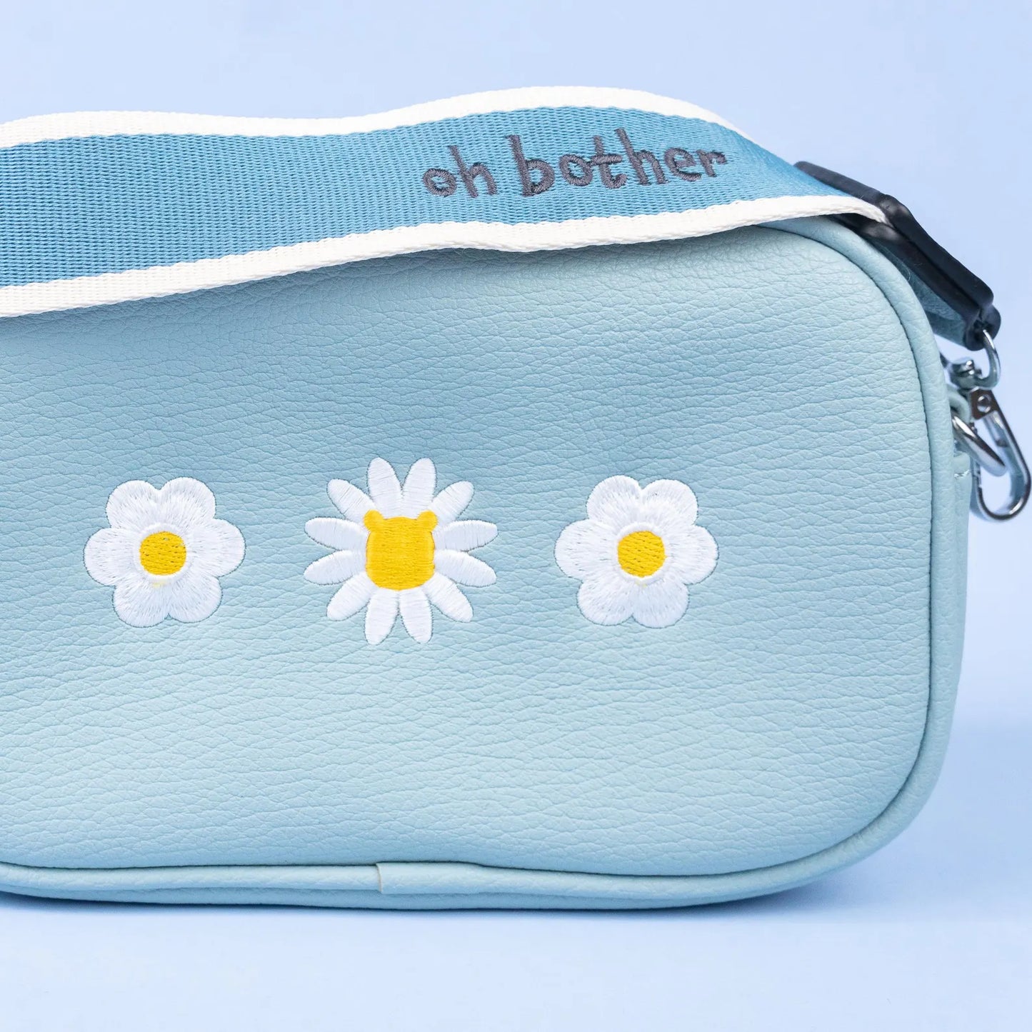 Winnie Flowers Embroidered Cross Body Bag - Blue