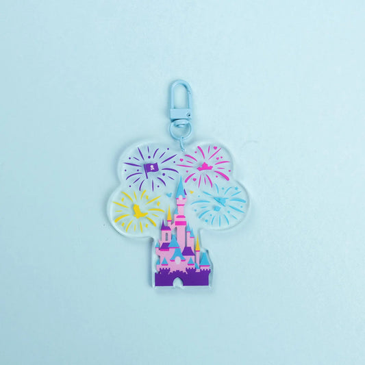 Disneyland Paris Castle Fireworks Blue Keyring