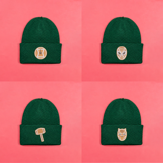 Superhero Gingerbread Knitted Beanie - Green