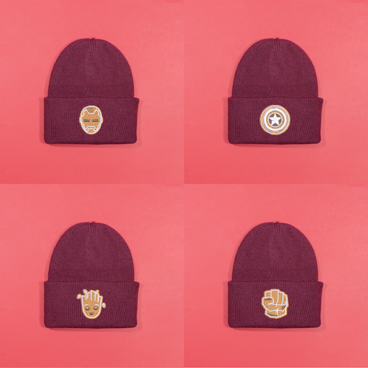 Superhero Gingerbread Knitted Beanie - Burgundy