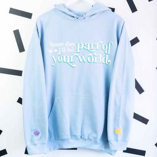 Ariel Embroidered Light Blue Hoodie