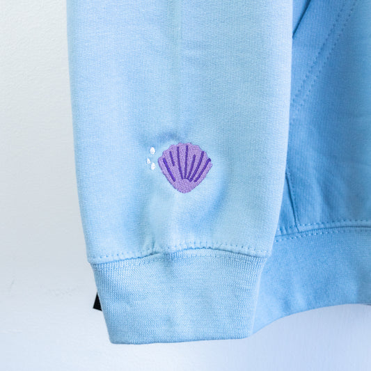 Ariel Embroidered Light Blue Hoodie