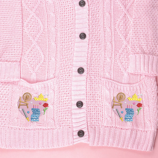 Aurora Heart Embroidered Pink Cardigan