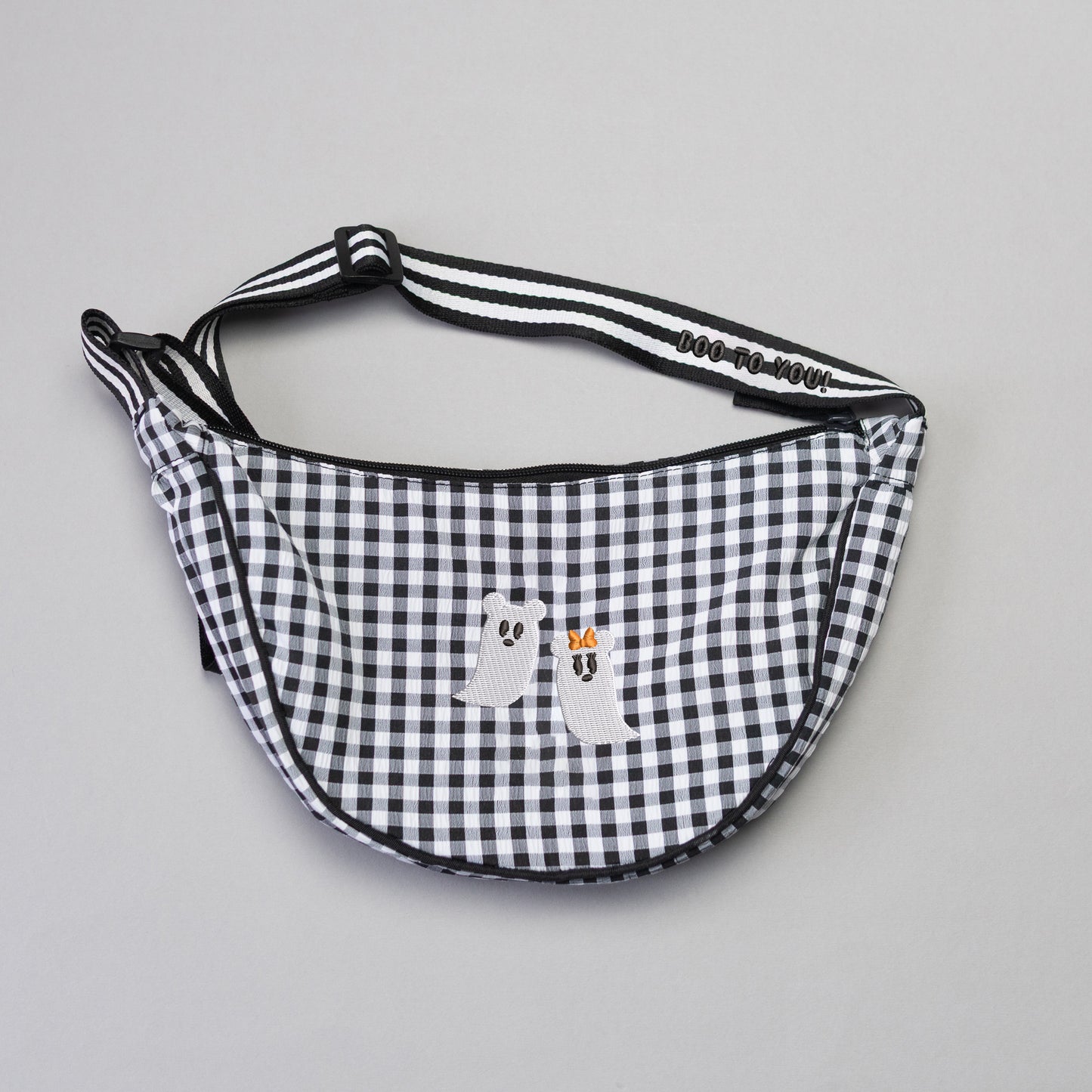 Mickey & Minnie Ghost Gingham Sling Bag - Black