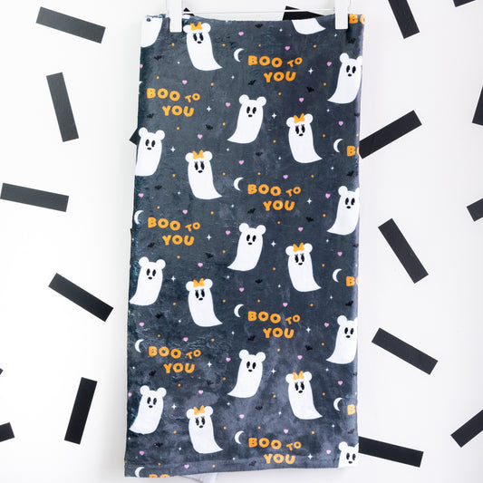 Boo To You Mickey & Minnie Ghosts Blanket - Black